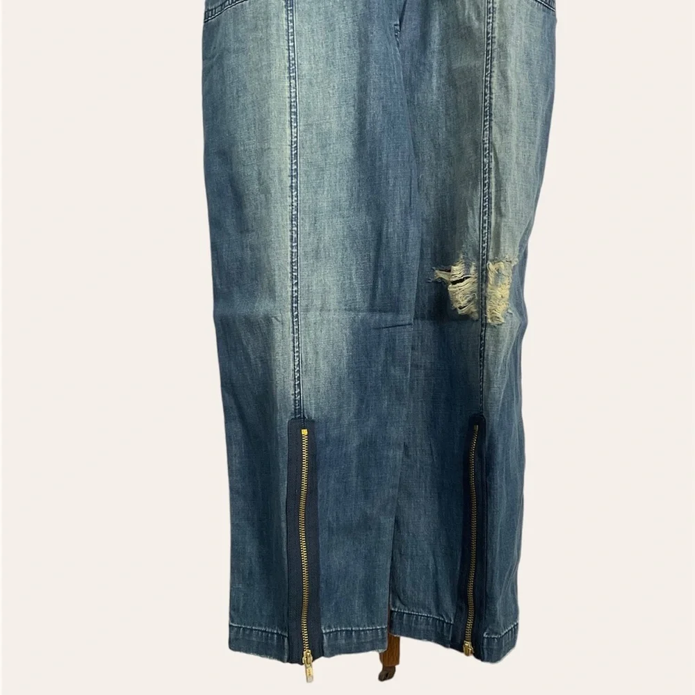 Sandrine Rose FREE PEOPLE Deep Zip Denim Jumpsuit Slouchy Small Utility Style - Picture 10 of 11